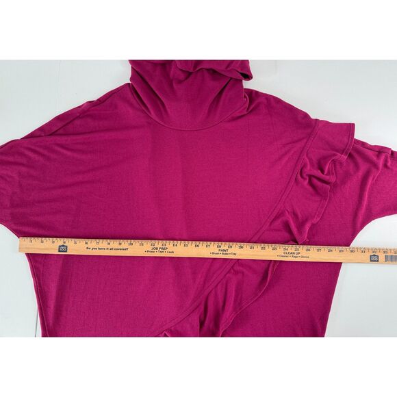 Grace Elements Women's Cowl Neck Ruffle Batwing Top Raspberry Size XL - NWT - Picture 5 of 9
